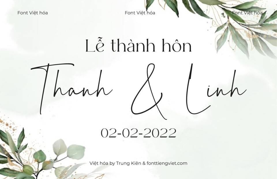 Font Việt hóa 1FTV VIP Katty Diona – Font thiệp cưới